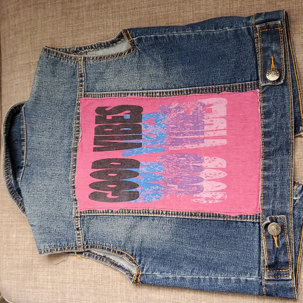 Penelope Wildberry "Good Vibes" denim vest